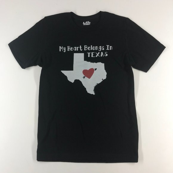 My Heart Belongs To TEXAS, Short Sleeve T-Shirt, Unisex, Black, Size L NEW W/TAG - Picture 1 of 6